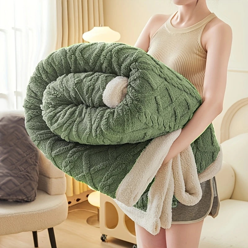 1pc Jacquard Sherpa Weighted Blanket 8lbs for Adults