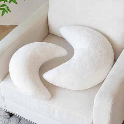 Moon Shaped Pillow, Soft Faux Rabbit