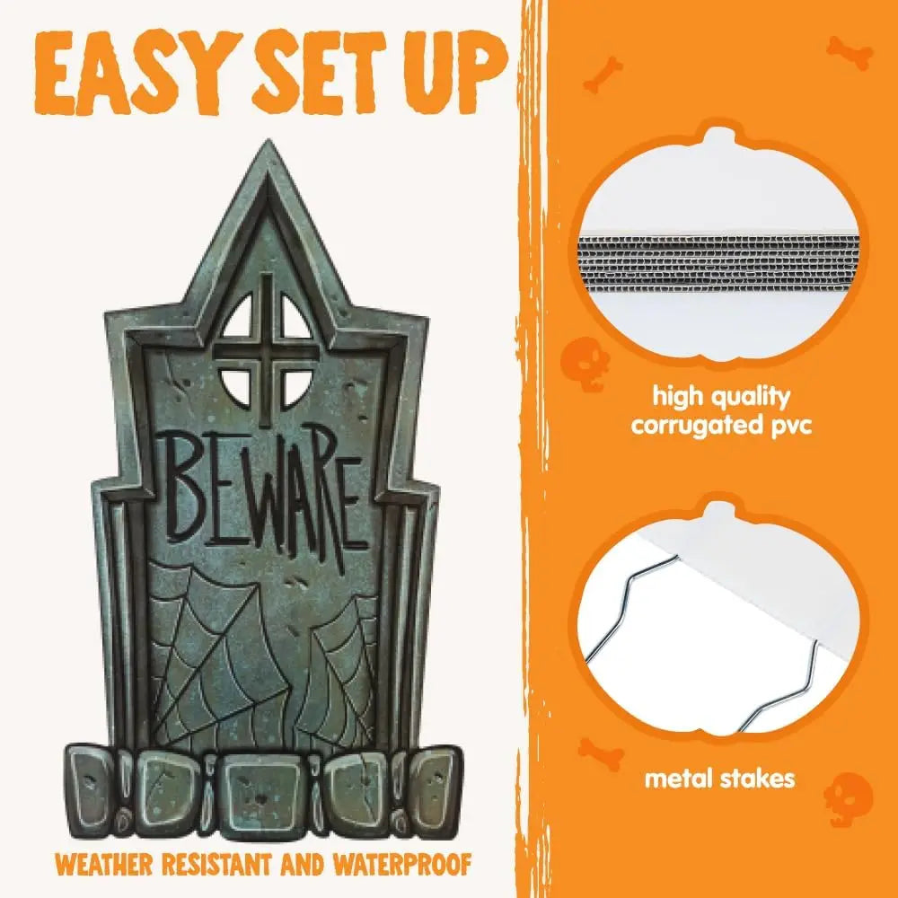 16" 9 Pcs Halloween Tombstones Decorations Outdoor Graveyard Decor