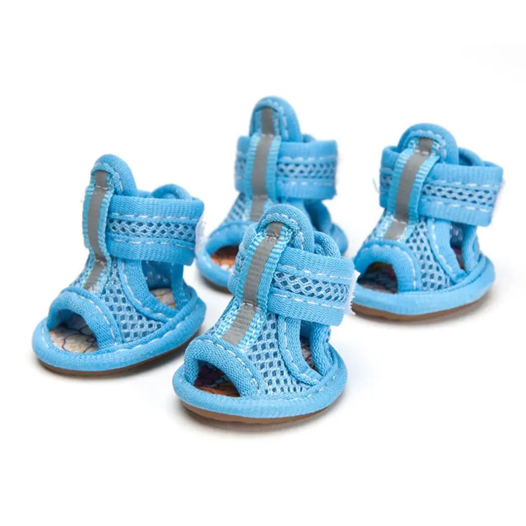 4pcs/pack Anti-slip Outdoor with Reflective Strap Spring Summer Wear Breathable Puppy Shoes