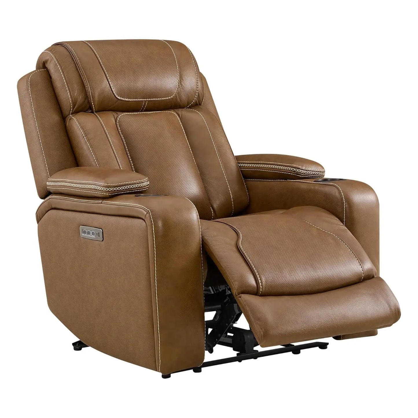 Super Zero Gravity Recliner Chair, Oversized Genuine Leather Electric Recliner W Power Adjustable Headrest & Lumbar