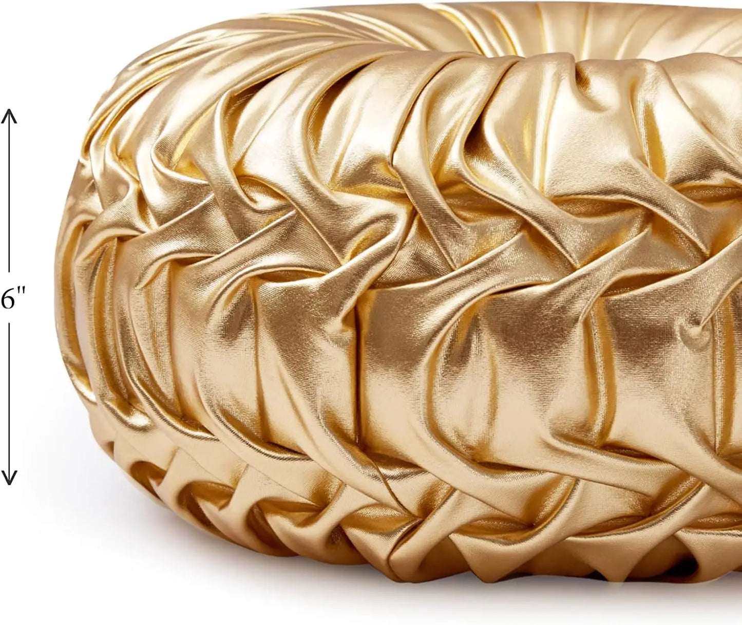 Gold Metallic Leather Round Throw Pillow