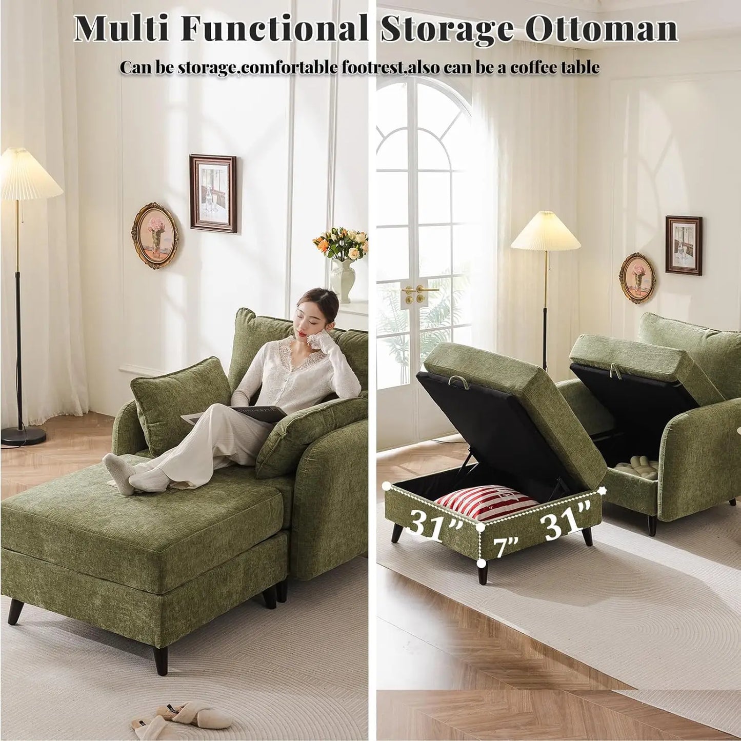 Oversized Accent Chair with Ottoman