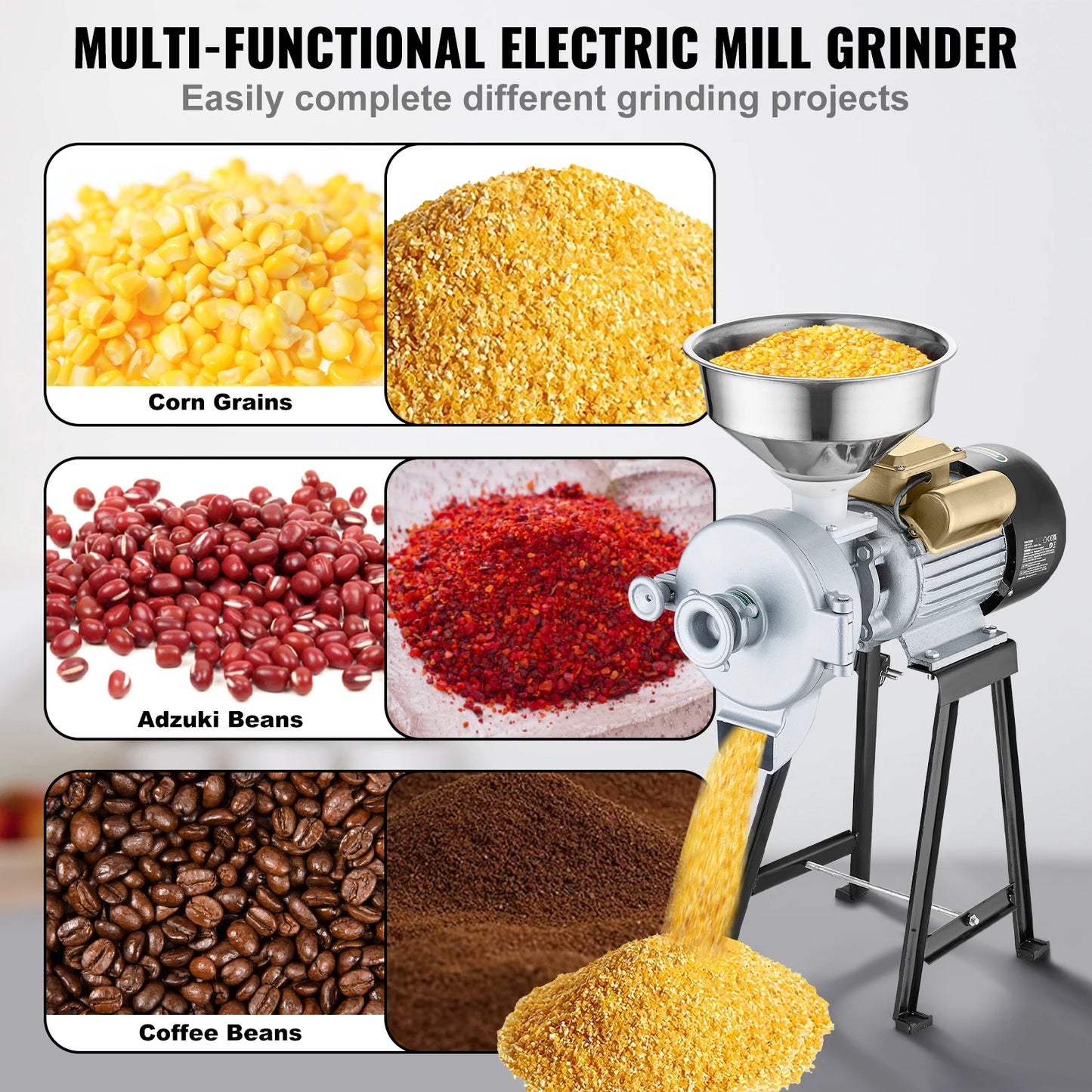 SucceBuy Electric Grain Mill 3000W Spice Grinder