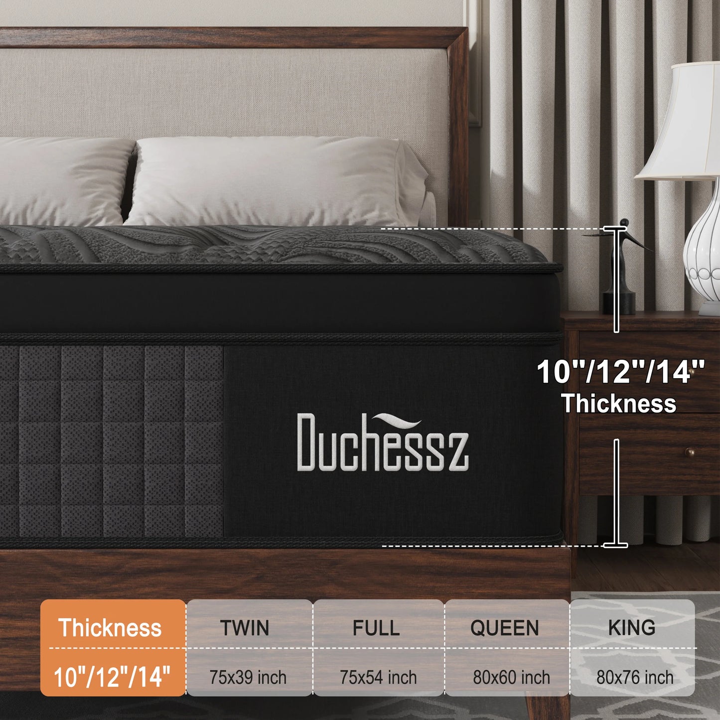 10"12"14"Twin Full Queen King Size Gel Memory Foam Pocket Spring Hybrid Mattress