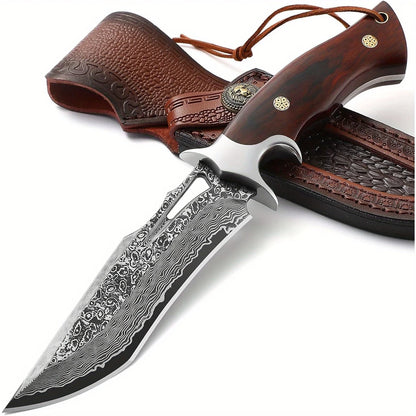 Damascus Advanced Straight Knife, Fixed Blade