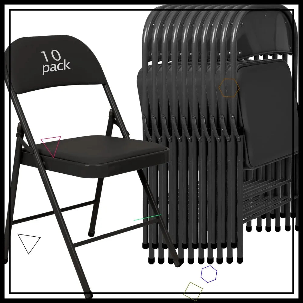 10 Pack Folding Chairs Metal