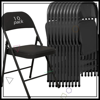 10 Pack Folding Chairs Metal