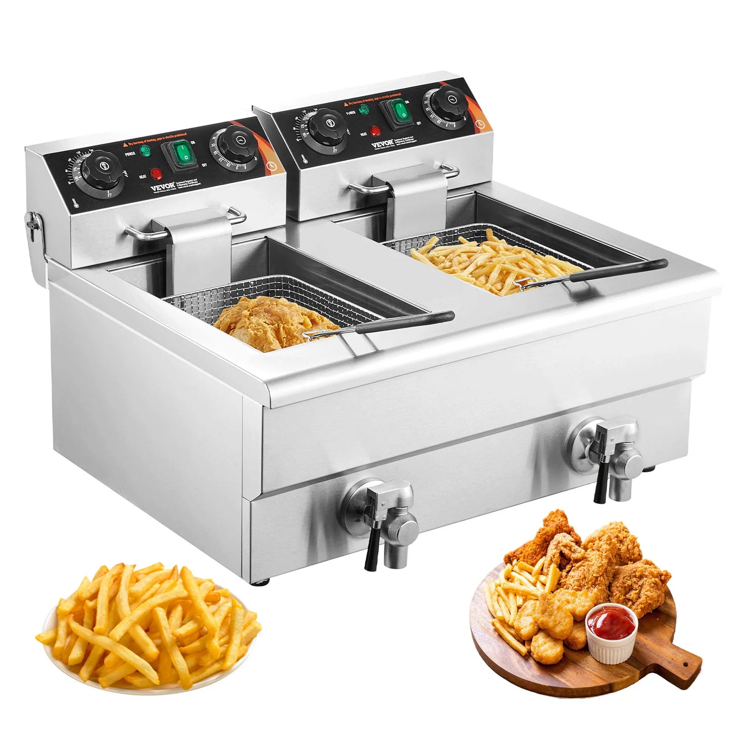 SucceBuy  12L Electric Deep Fryer w/Dual Removable Tanks