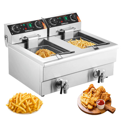 SucceBuy  12L Electric Deep Fryer w/Dual Removable Tanks