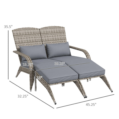 Patio Wicker Adirondack Chair with Cushions, Fire Pit Chair for 2