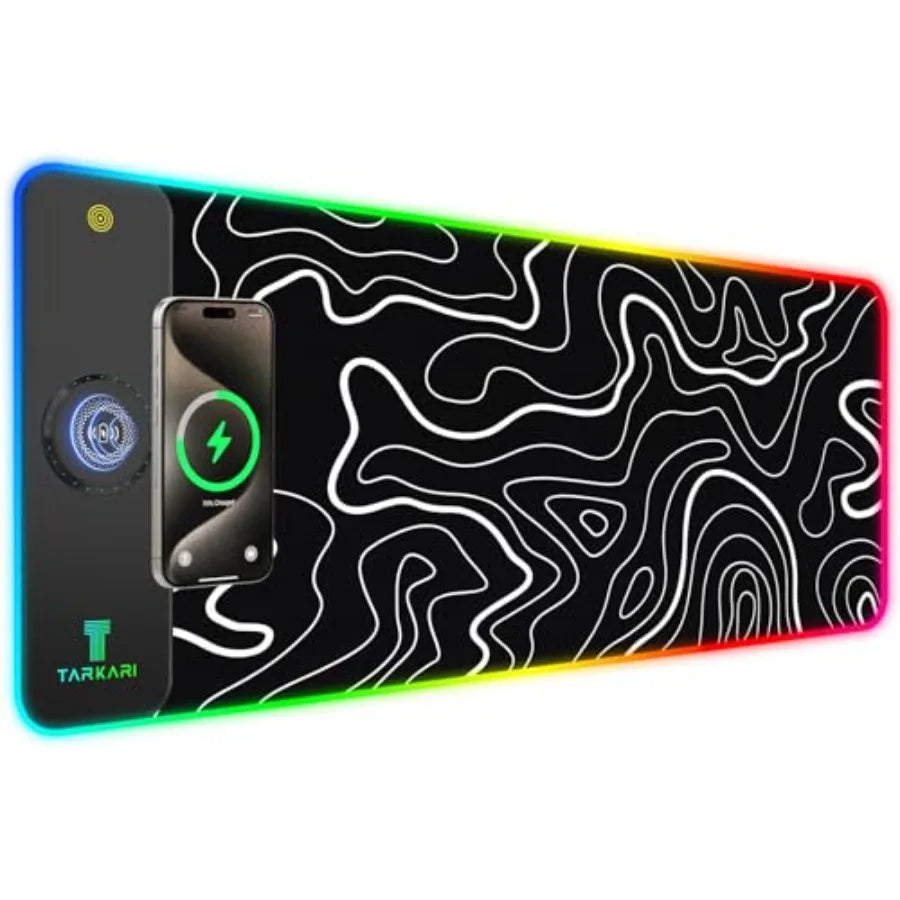 Magnetic Wireless Charging RGB Mouse Pad, Large Gaming Desk Mat Waterproof
