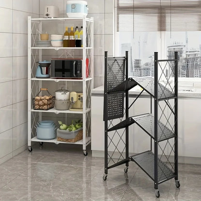 3/4/5-layer Heavy-duty Foldable Metal Storage Rack With Wheels