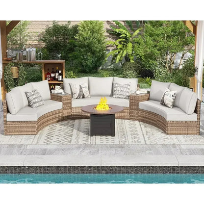 11-Piece Outdoor Wicker Sectional