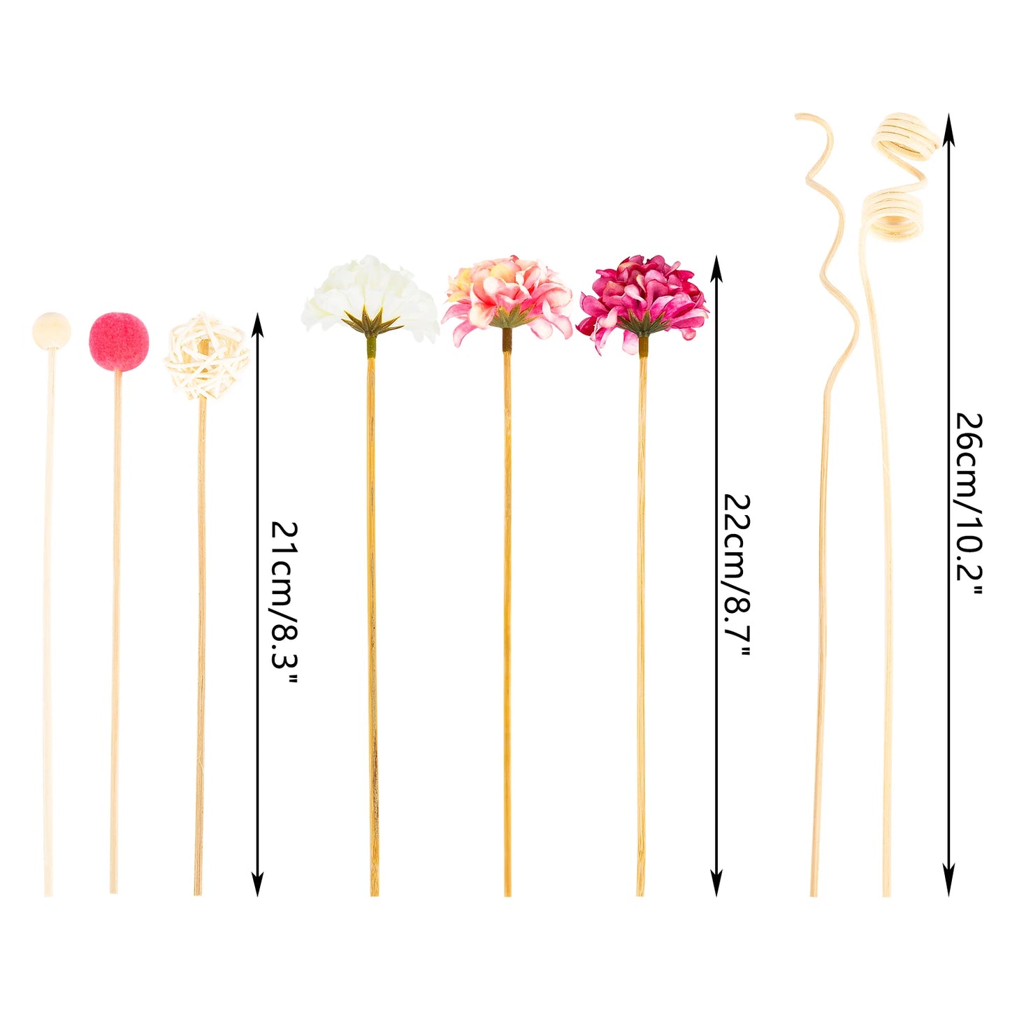 NEW 10PCS Pink Hydrangea Flower Rattan Sticks