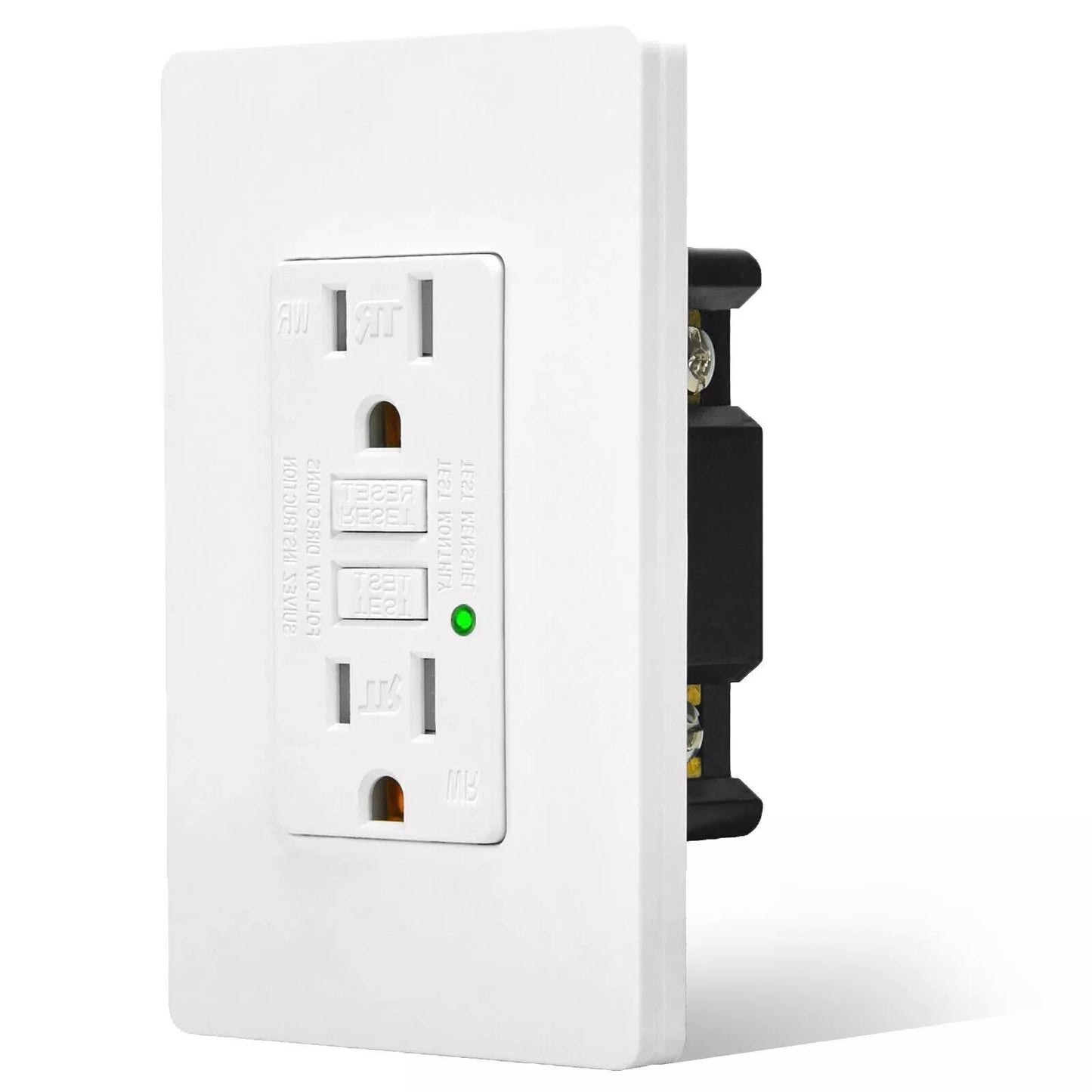 GFCI Outlet 15Amp Weather-Resistant White Wall Socket