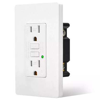 GFCI Outlet 15Amp Weather-Resistant White Wall Socket