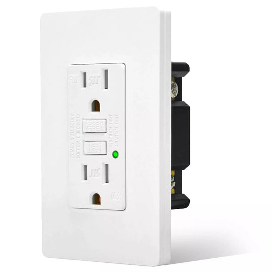 GFCI Outlet 15Amp Weather-Resistant White Wall Socket
