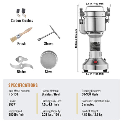 SucceBuy 150-2500g Electric Grain Mill Grinder
