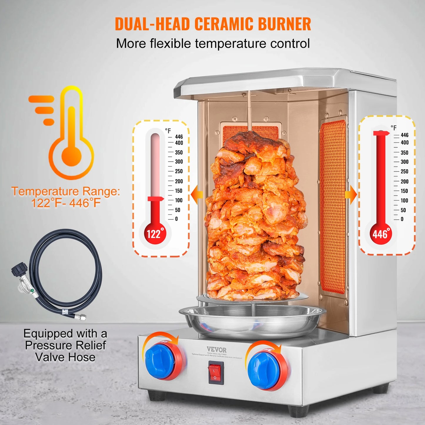 13 lbs Chicken Shawarma Cooker Gas Vertical Broiler