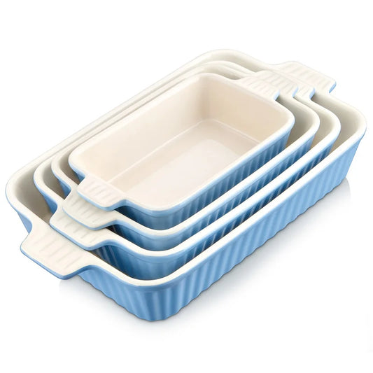 MALACASA 4-Piece Table Baking Dish Plate Set