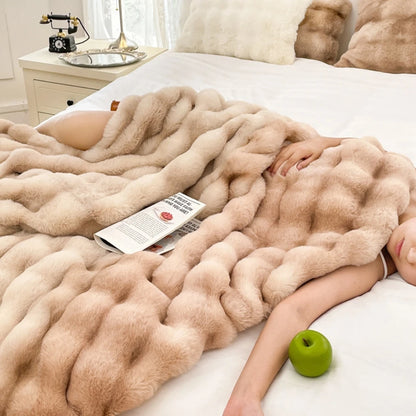 1pc Faux Rabbit Fleece Blanket
