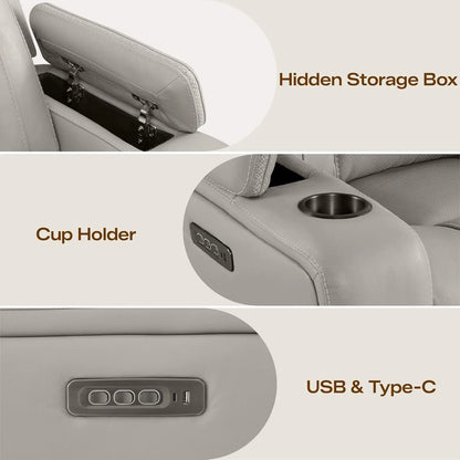Super Zero Gravity Recliner Chair, Oversized Genuine Leather Electric Recliner W Power Adjustable Headrest & Lumbar