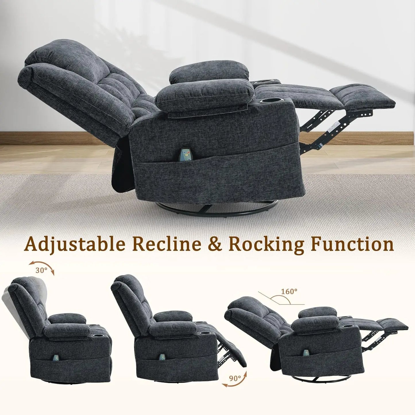 360° Swivel Rocker Recliner for Adults