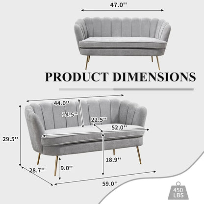Loveseat with Gold Metal Legs