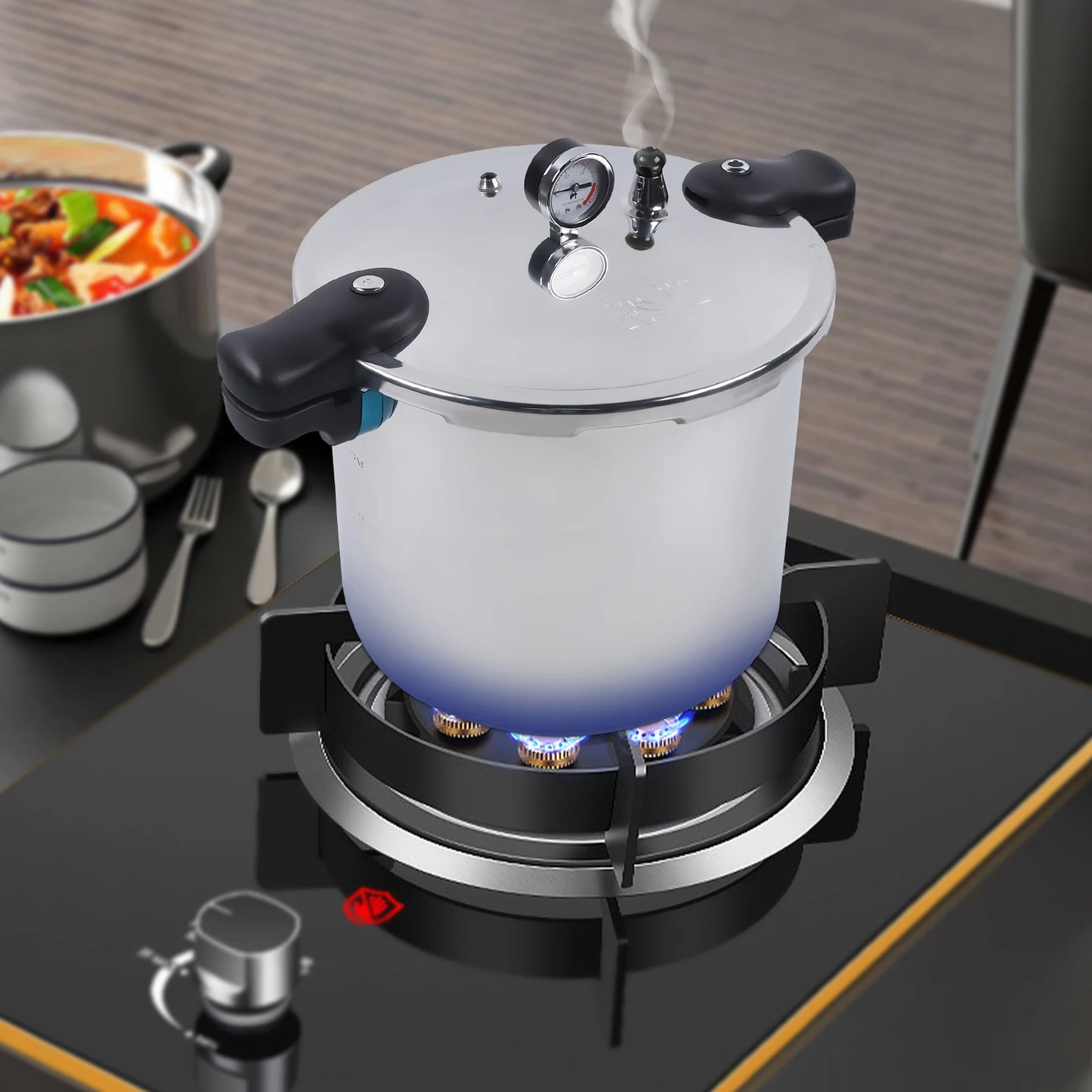 22L Thickened Explosion-Proof Pressure Cooker with Pressure Gauge and Safety Valve