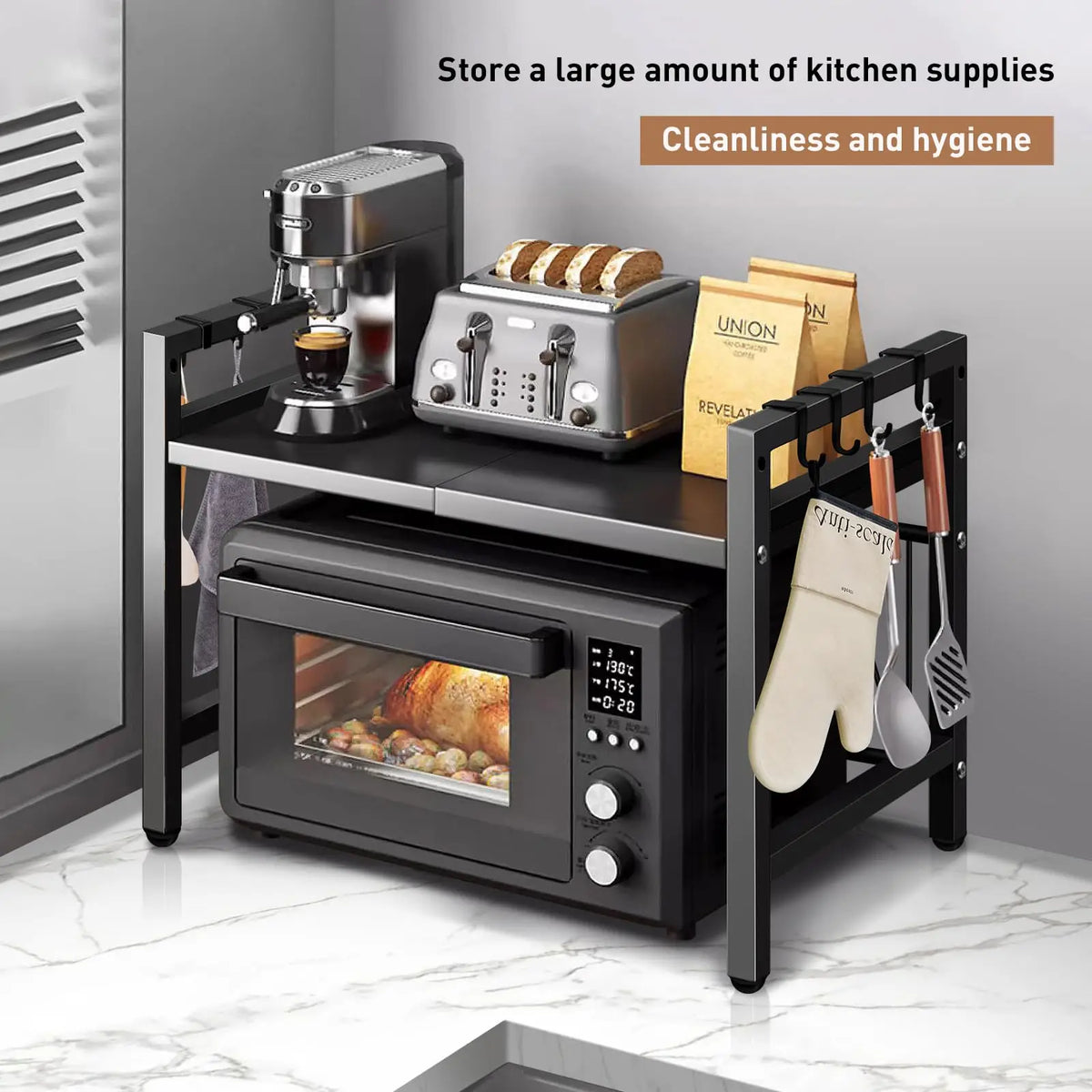 1pc Expandable 42-64cm Microwave Shelf Organize