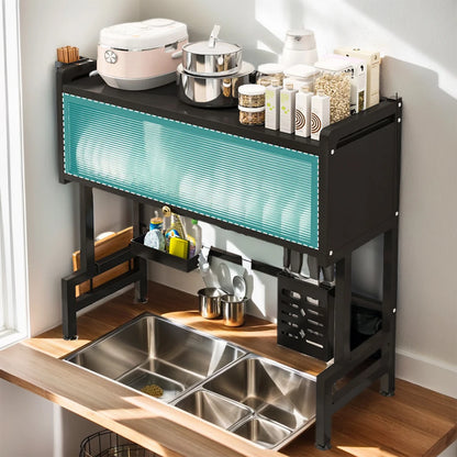 Kitchen Sink Organizer Large Over The Sink Dish Rack with Cover