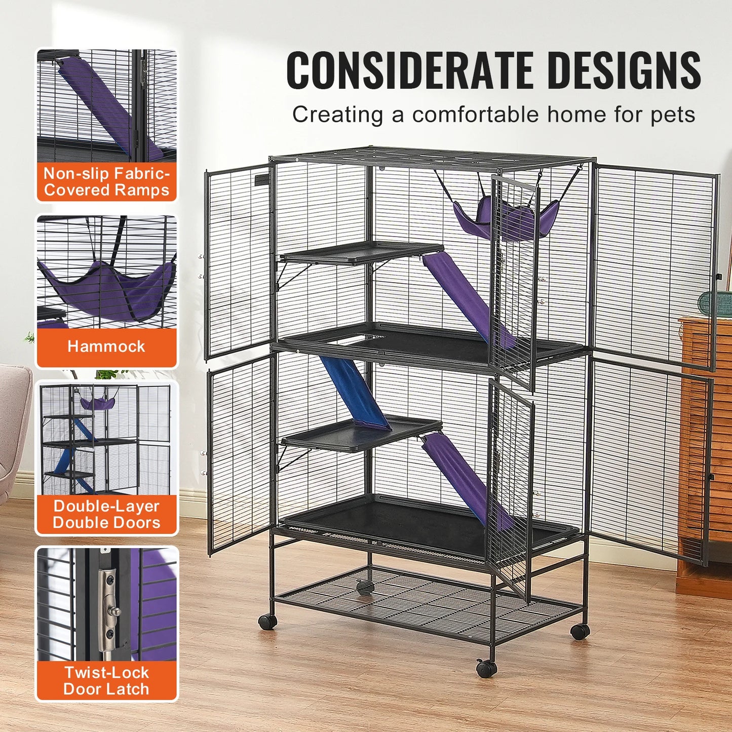 64.6" Rolling Metal Cage