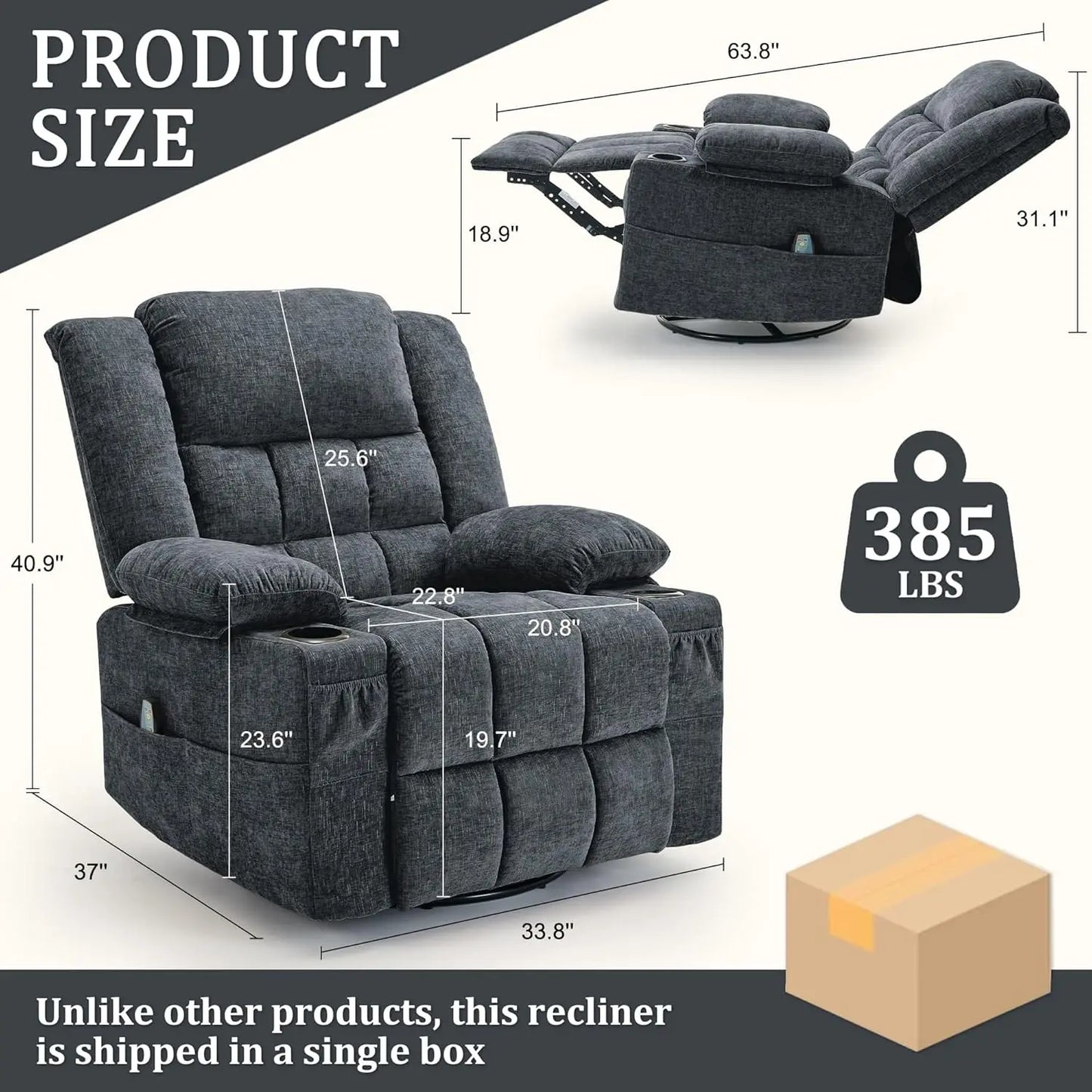 360° Swivel Rocker Recliner for Adults