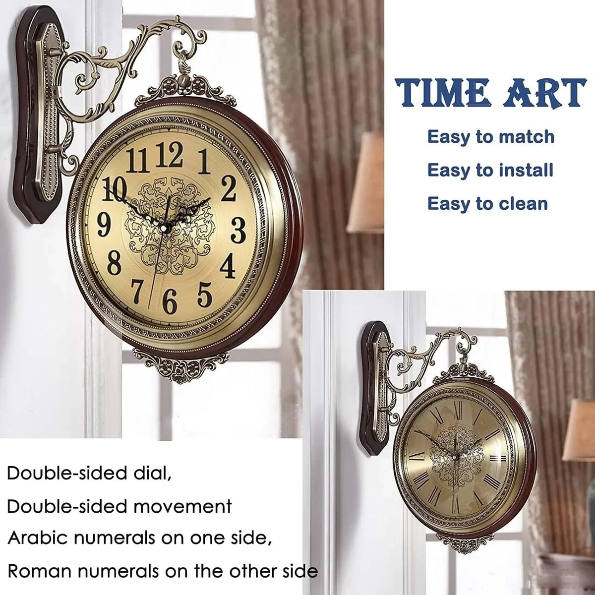 Large Wall Clock Double Sided