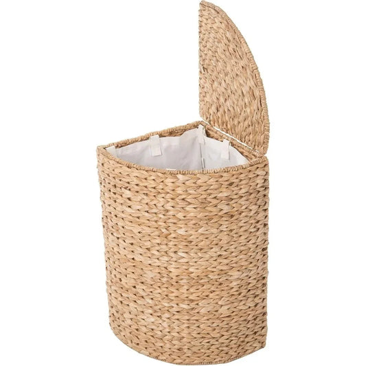 Round Seagrass Hamper with Detachable Liner and Lid