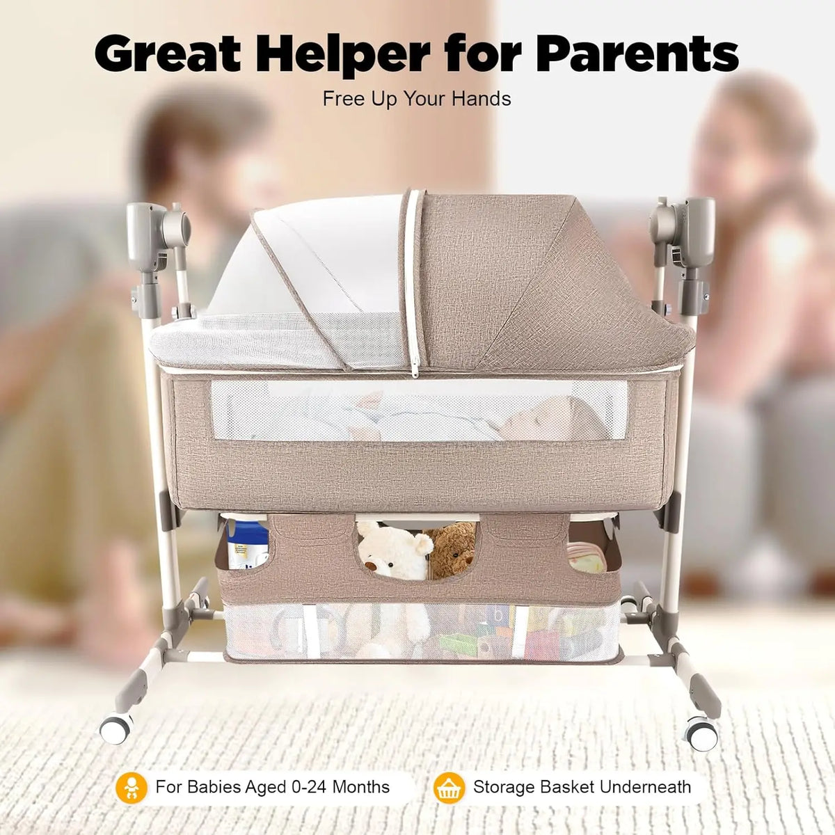 Smart Electric Baby Bassinet Bedside Sleeper with Music Play