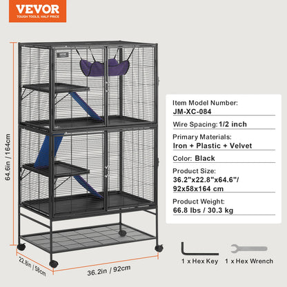 64.6" Rolling Metal Cage