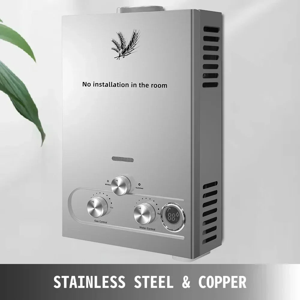 VEVOR 6L/8L/10L/12L/16L/18L LPG Water Heater, On-Demand Instant Hot Water System for Propane & Butane Gas