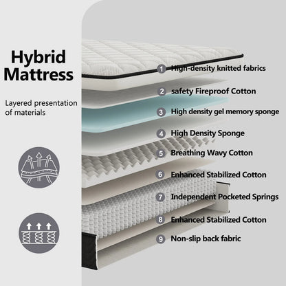 LayRoad 12/14Inch Memory Foam Spring Mattress Single/Double/Queen/King Sizes