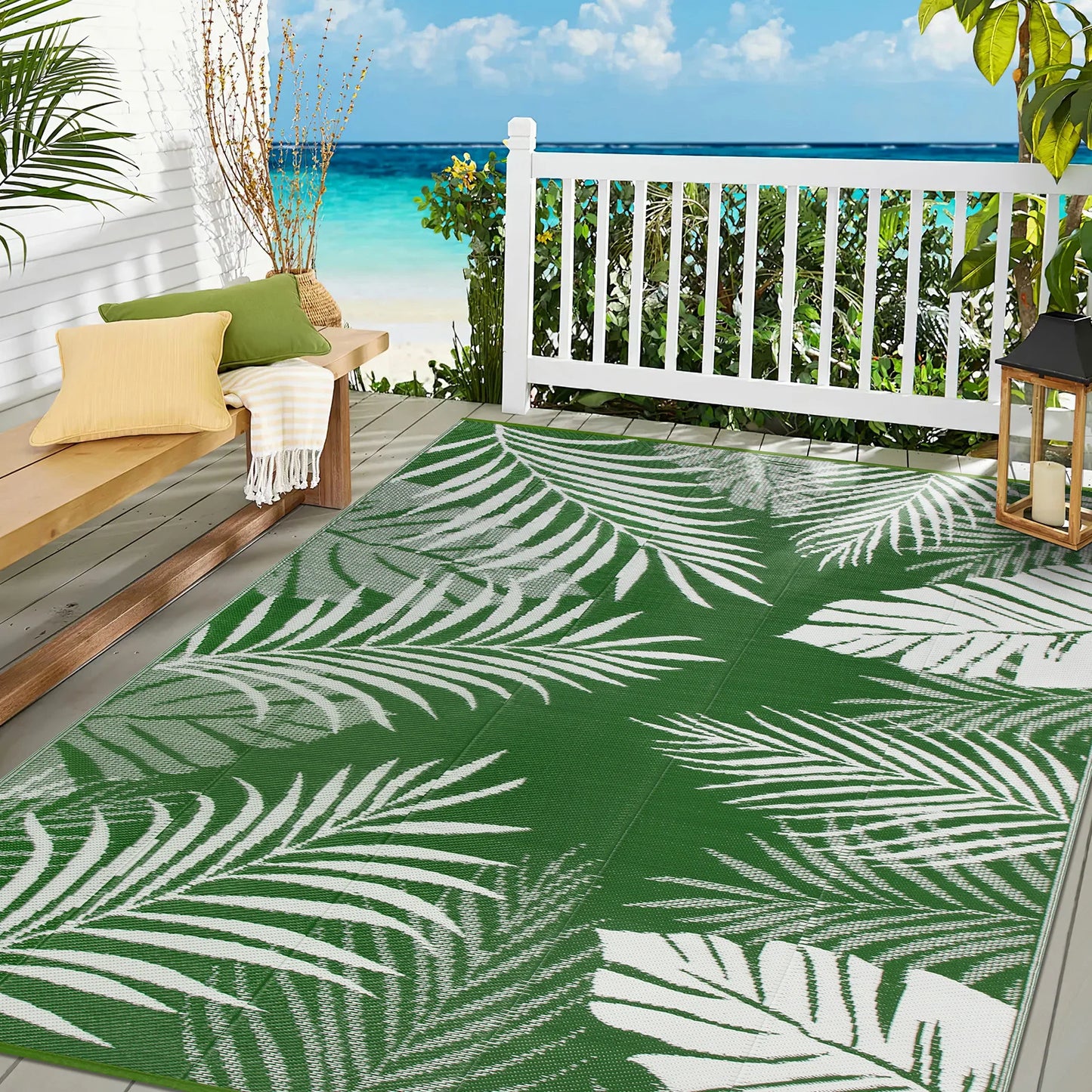 8‘x10' Outdoor Waterproof Recycled Plastic Straw Rug