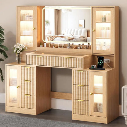 Vanity Desk with Mirror amp Lights