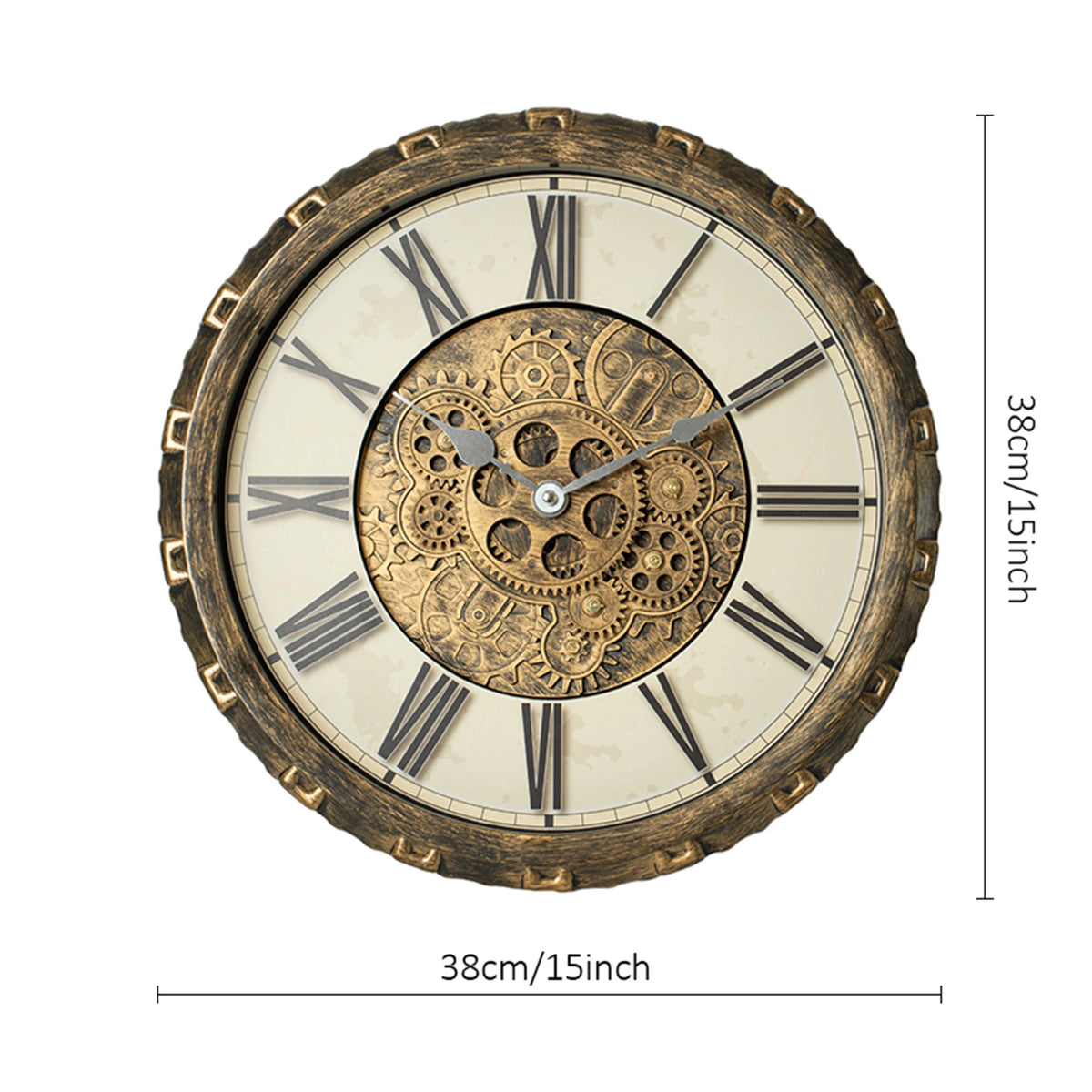 TIMESS 15/18inch Vintage Gear Wall Clock