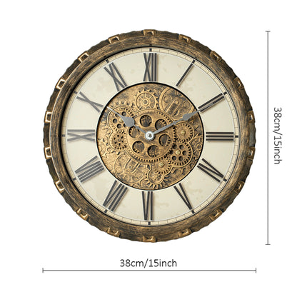 TIMESS 15/18inch Vintage Gear Wall Clock