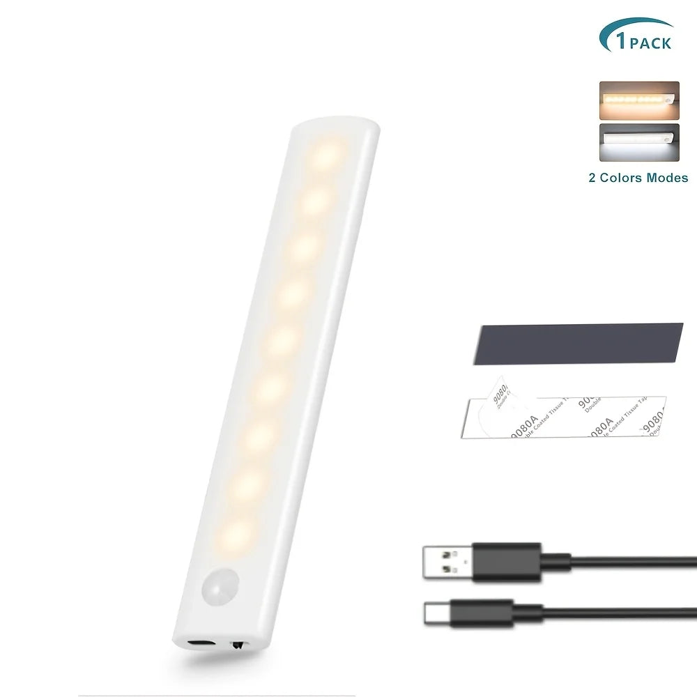 Under Cabinet Lights 1/3/5/6pcs, Motion Sensor Rechargeable  Battery Operated 2 Colors
