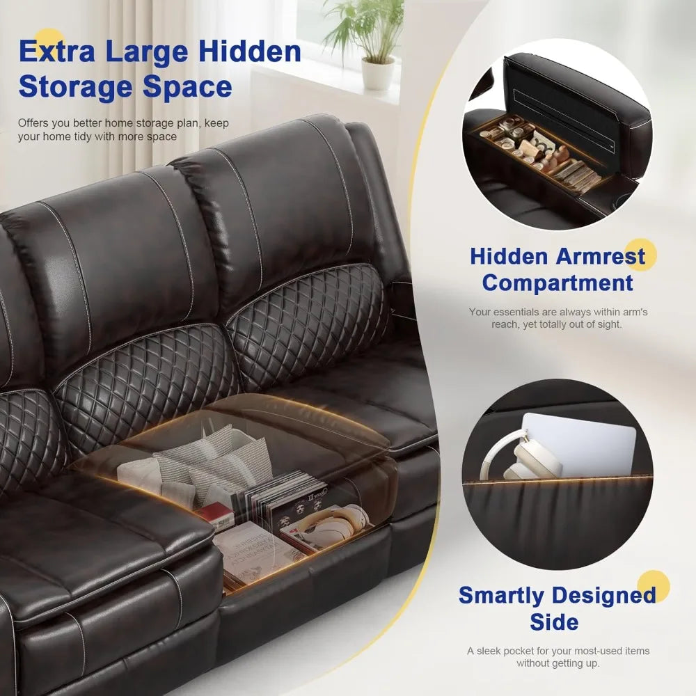 3 Seater Recliner Sofa with Liftable Console