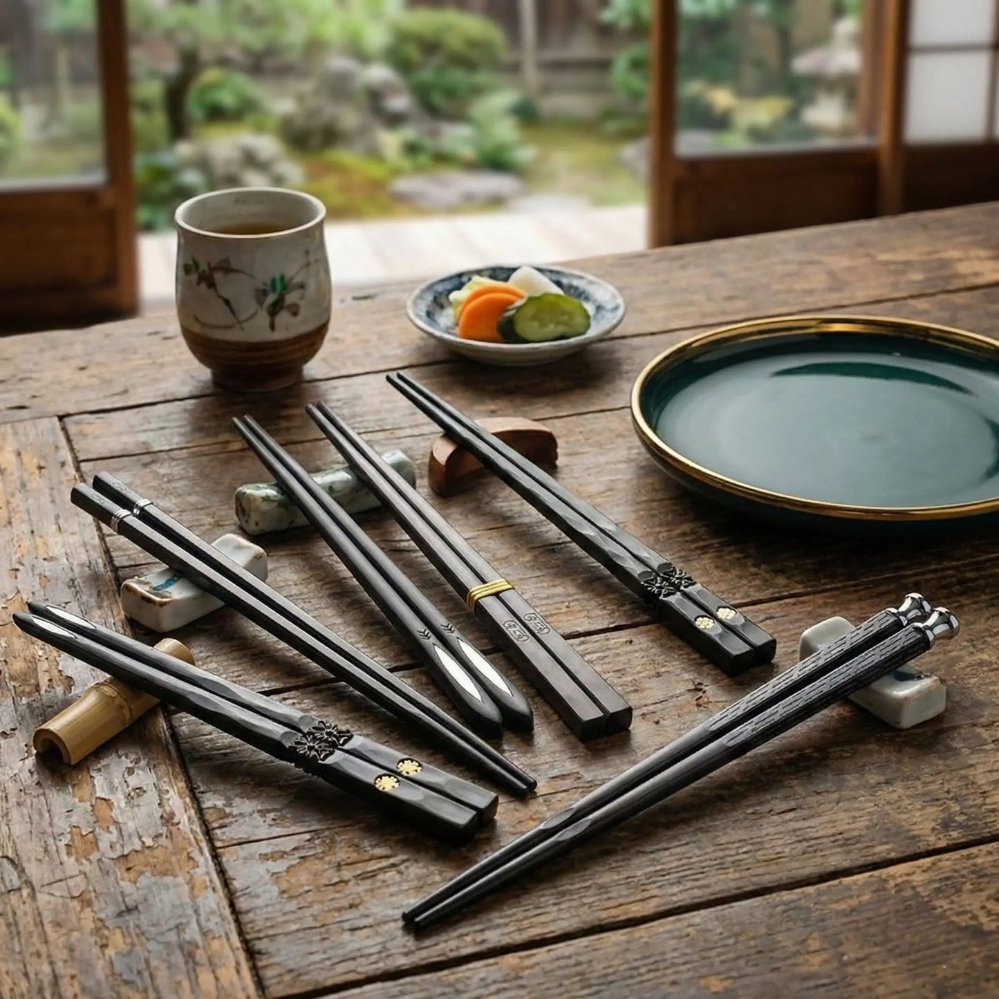 Black Alloy Chopsticks 5-Piece Set