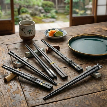 Black Alloy Chopsticks 5-Piece Set