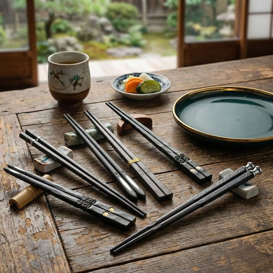 Black Alloy Chopsticks 5-Piece Set