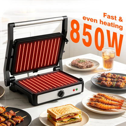 2-Slice Sandwich Maker, 900W Indoor Grill & Panini Press